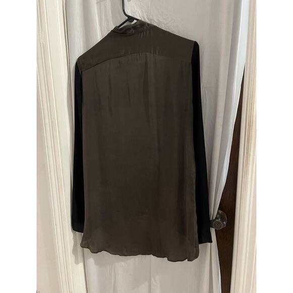 Zara Woman Green Black Silk Blend Tunic Semi Sheer Sz L - Picture 5 of 5